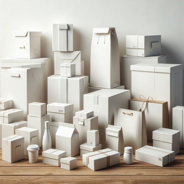 white packaging boxes on a table